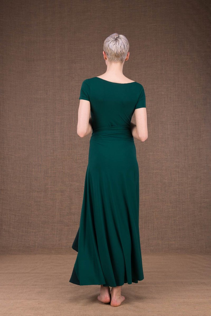 Emerald green long viscose jersey skirt BLIZZAIR – Image 4