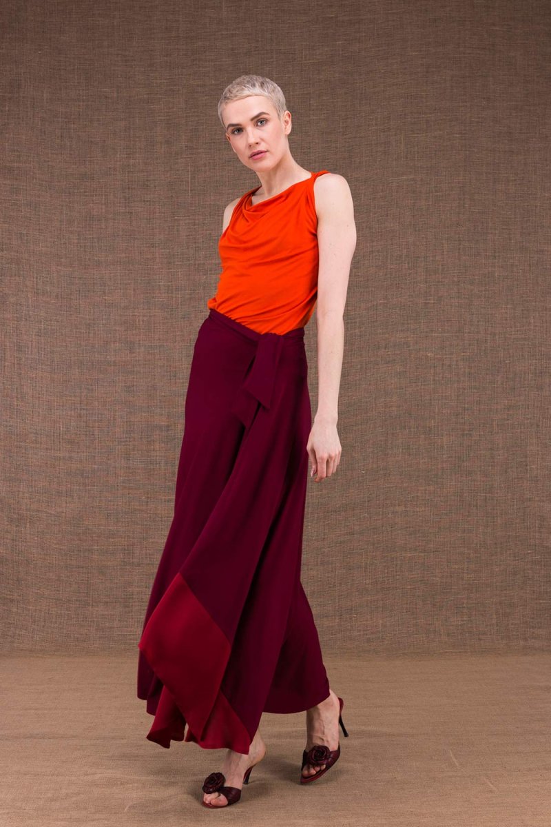 Jupe bordeaux longue en jersey de viscose BLIZZAIR – Image 2