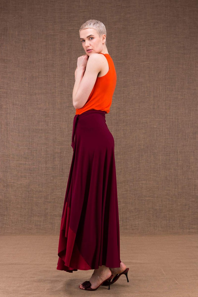 Jupe bordeaux longue en jersey de viscose BLIZZAIR – Image 3