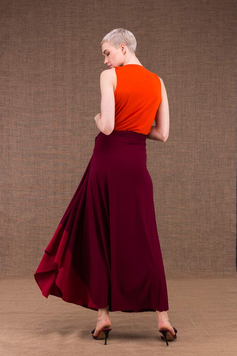 Jupe bordeaux longue en jersey de viscose BLIZZAIR – Image 4