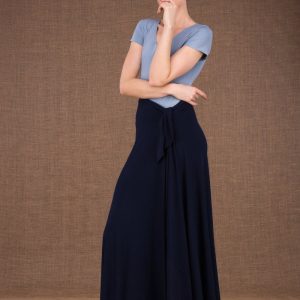 Navy blue long viscose jersey skirt BLIZZAIR