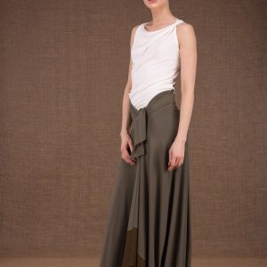 Khaki long viscose jersey skirt BLIZZAIR