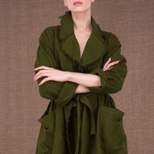 Veste saharienne kaki pour femme en coton bio BO