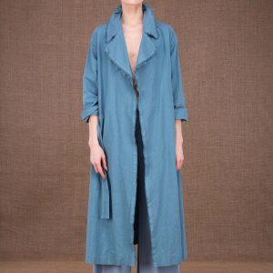 Manteau-trench bleu clair pour femme en coton bio BOGART