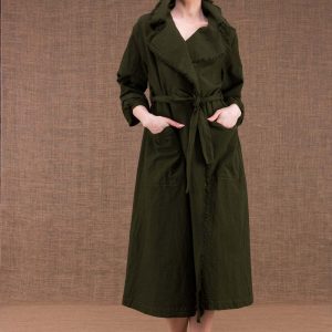 Khaki organic cotton trench coat for women BOGART