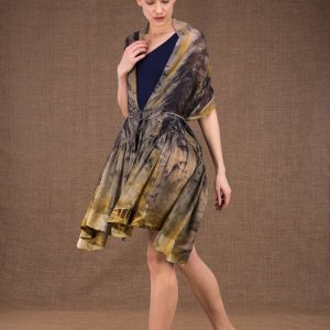 Châle kaki en soie imprimée BORA-BORA