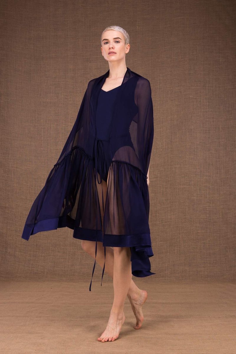 Navy blue silk shawl tunic BORA – Image 4