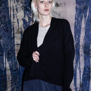 Black wool cardigan for women LOLA