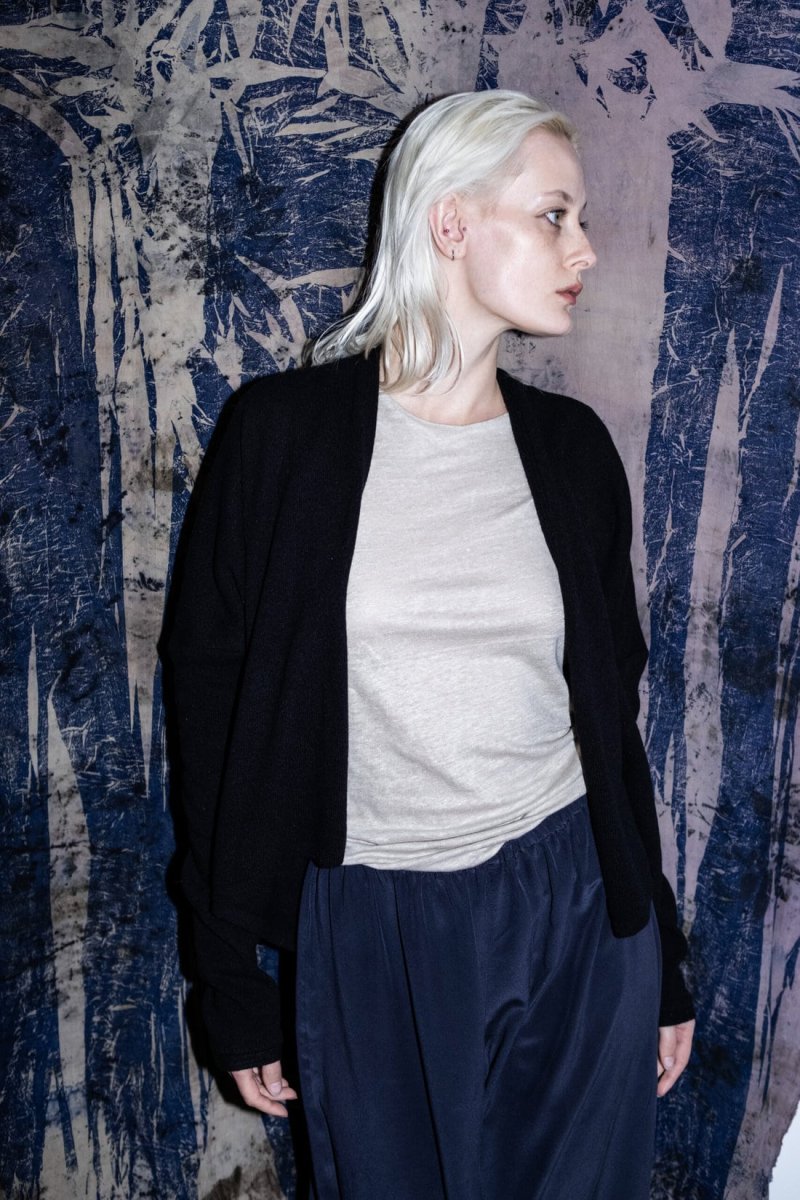 Black wool cardigan for women LOLA – Image 3