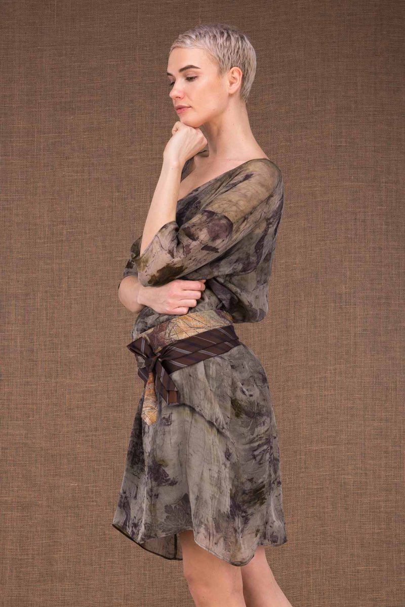 Brown and beige fabric belt for women OBI-4 – Image 2