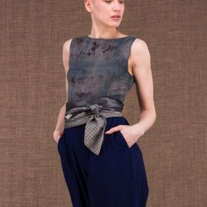 Gray fabric belt for women OBI-5