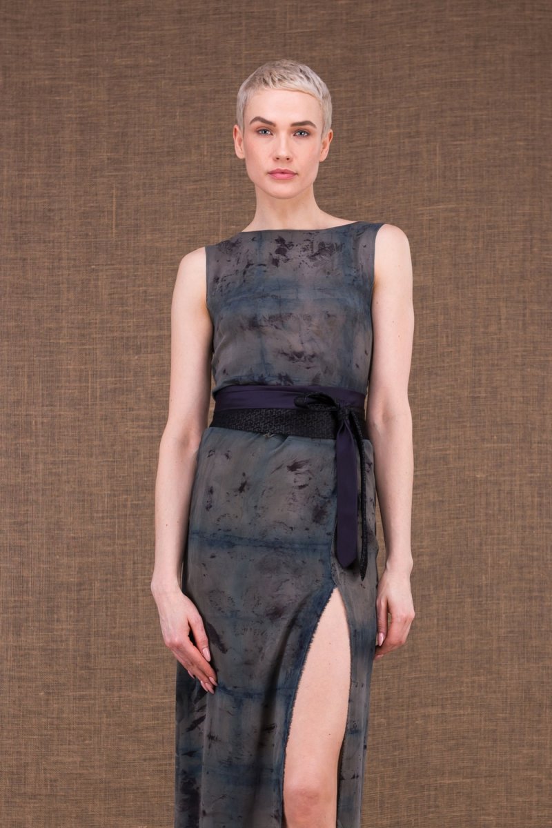 Ceinture en tissu noir et bleu marine pour femme OBI-7 – Image 3