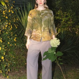 Chemise kaki pour femme en coton bio imprimée ALOE