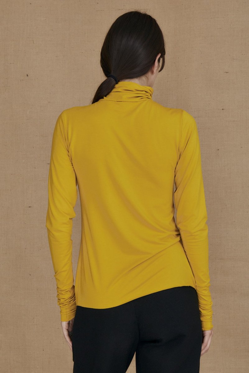 Col roulé jaune fin pour femme en jersey viscose WONDER – Image 4