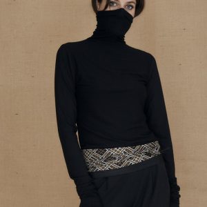 Col roulé noir fin pour femme en jersey viscose WONDER