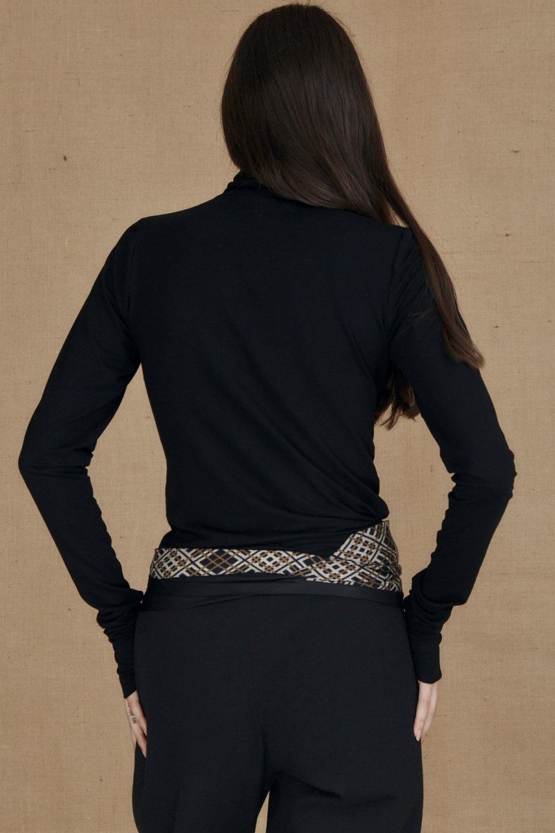 Col roulé noir fin pour femme en jersey viscose WONDER – Image 5