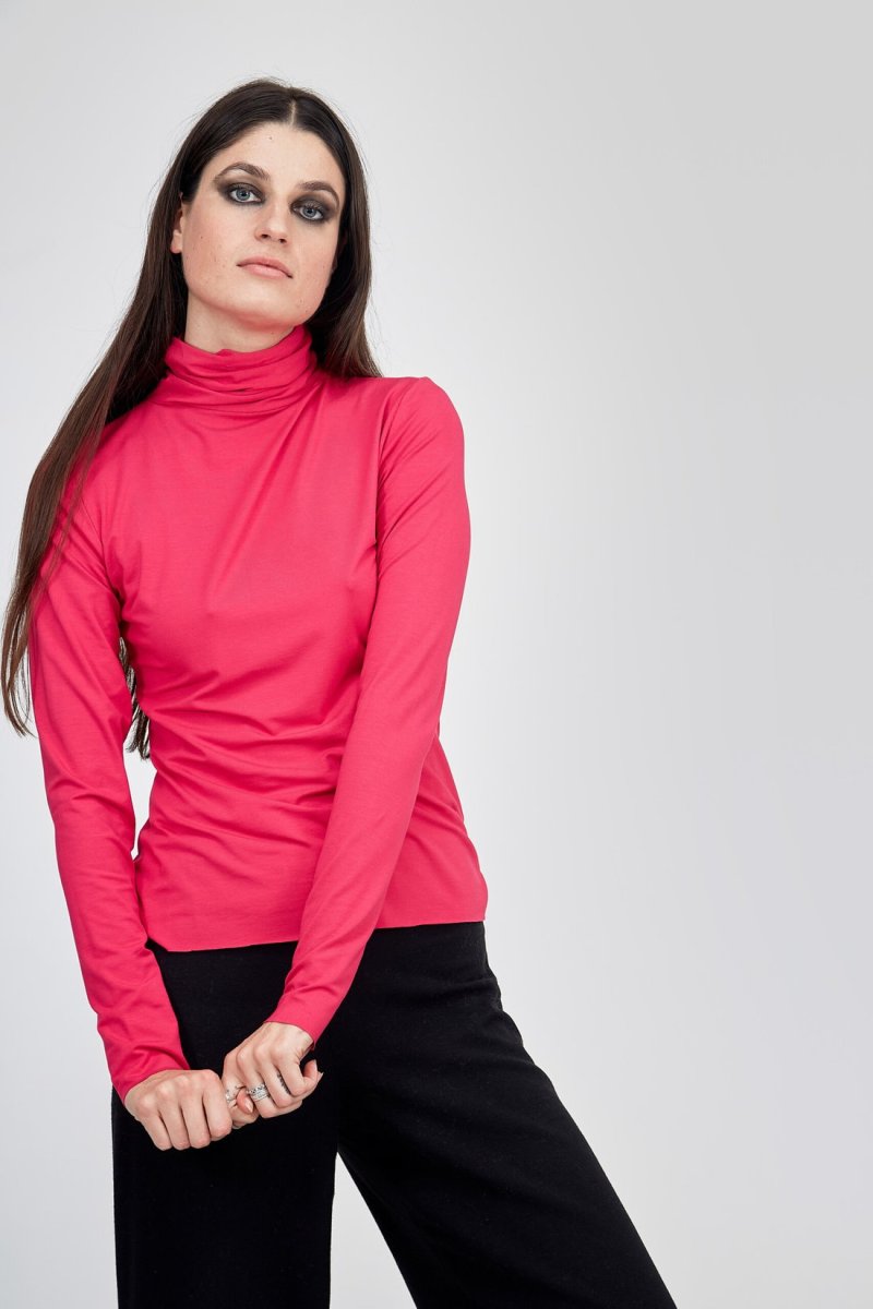 Col roulé rose fin pour femme en jersey viscose WONDER – Image 3
