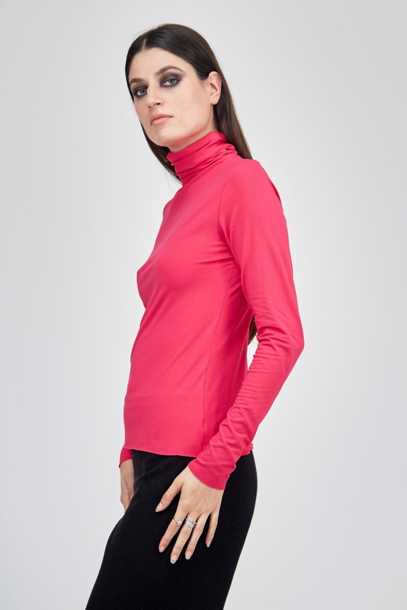 Col roulé rose fin pour femme en jersey viscose WONDER – Image 4