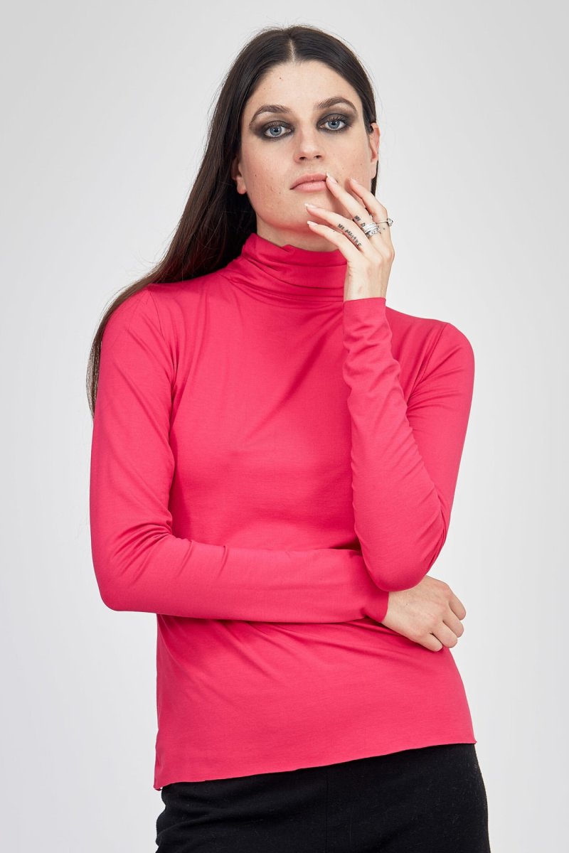 Col roulé rose fin pour femme en jersey viscose WONDER – Image 2