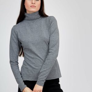 Col roulé gris fin pour femme en jersey viscose WONDER