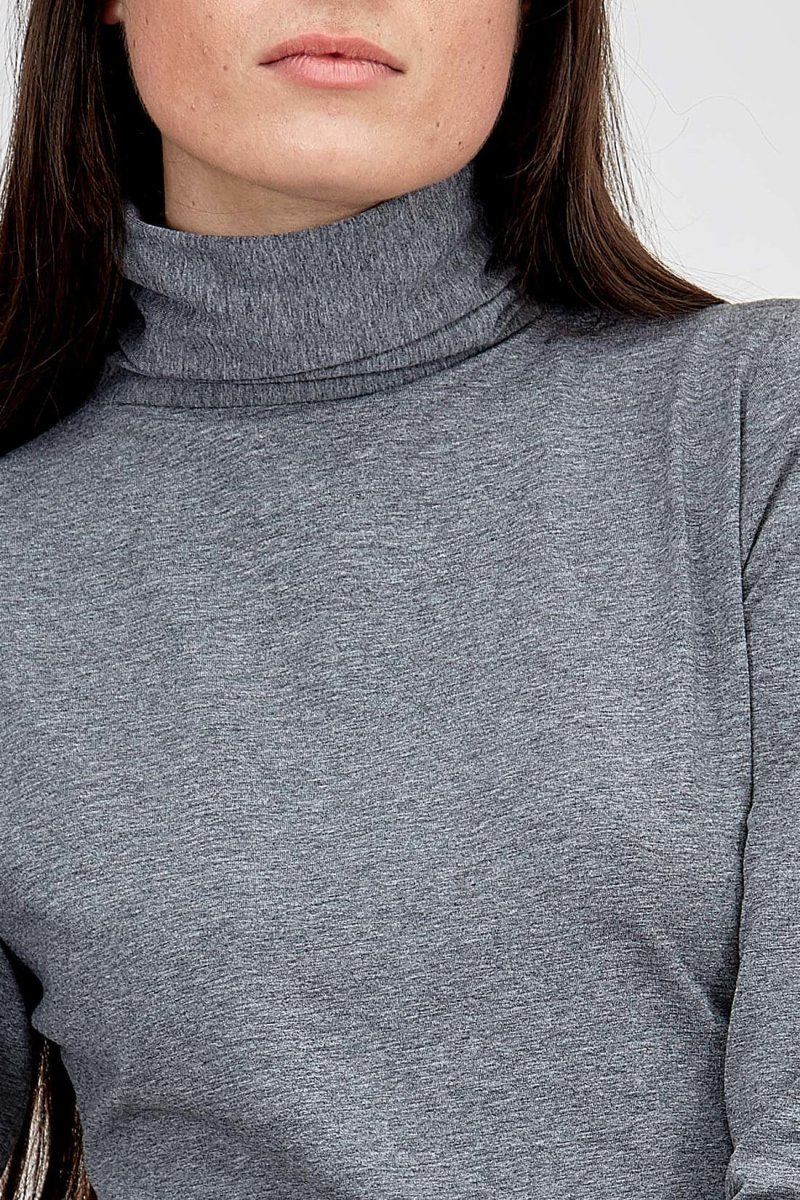 Col roulé gris fin pour femme en jersey viscose WONDER – Image 5