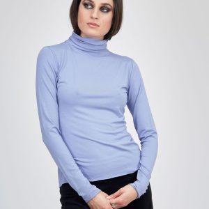 Col roulé violet fin pour femme en jersey viscose WONDER
