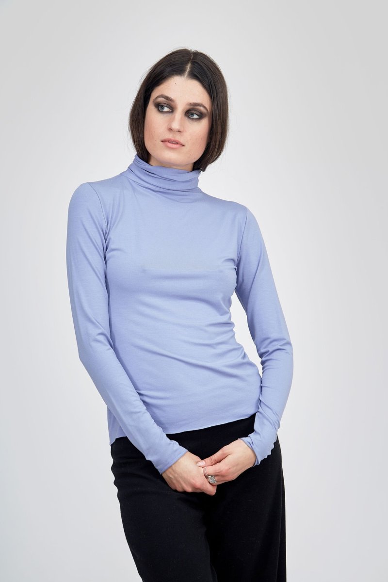 Col roulé violet fin pour femme en jersey viscose WONDER – Image 2