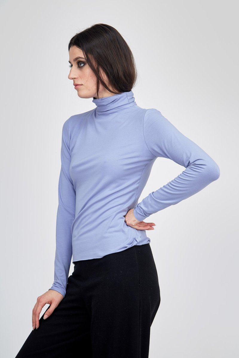 Col roulé violet fin pour femme en jersey viscose WONDER – Image 3