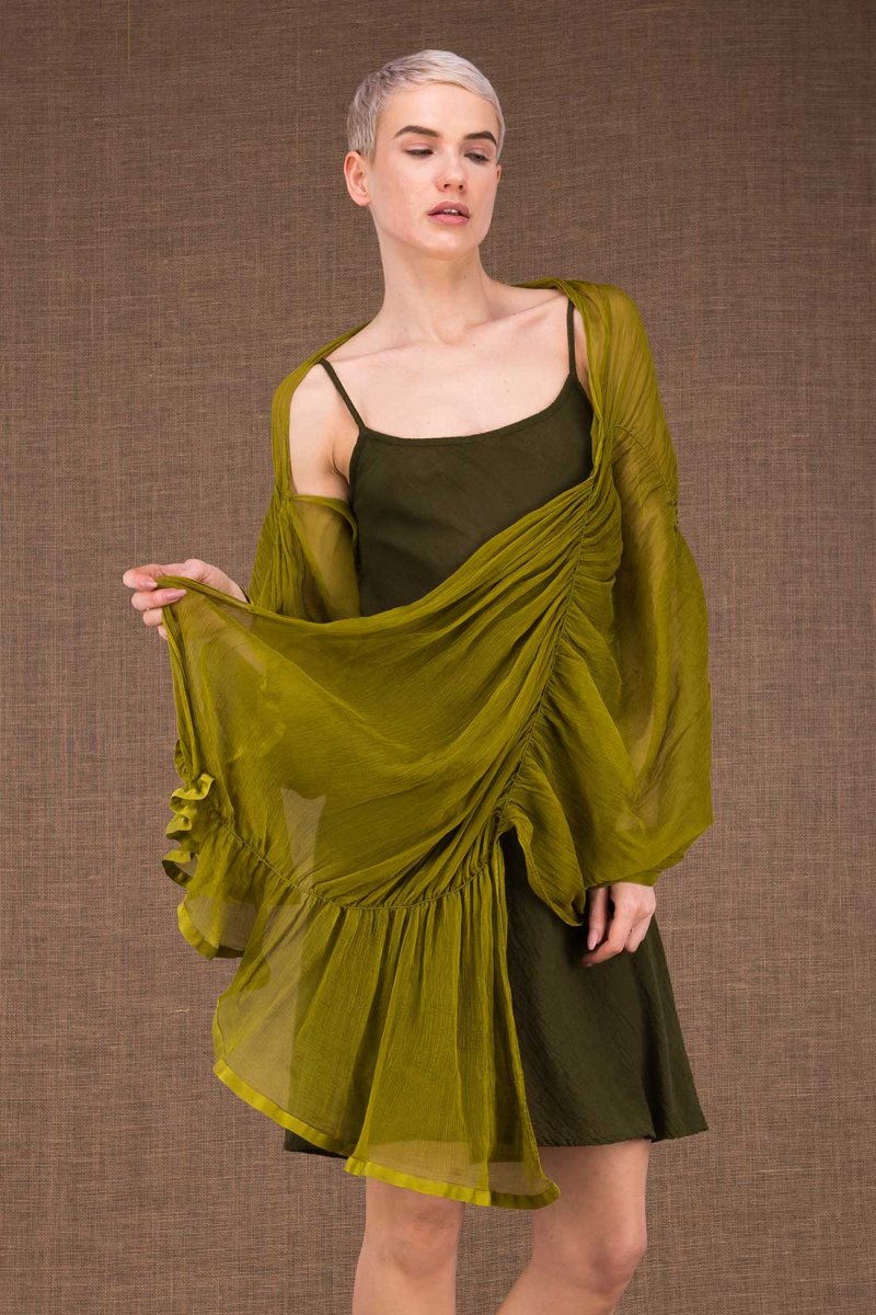 Green silk shawl CUMULUS