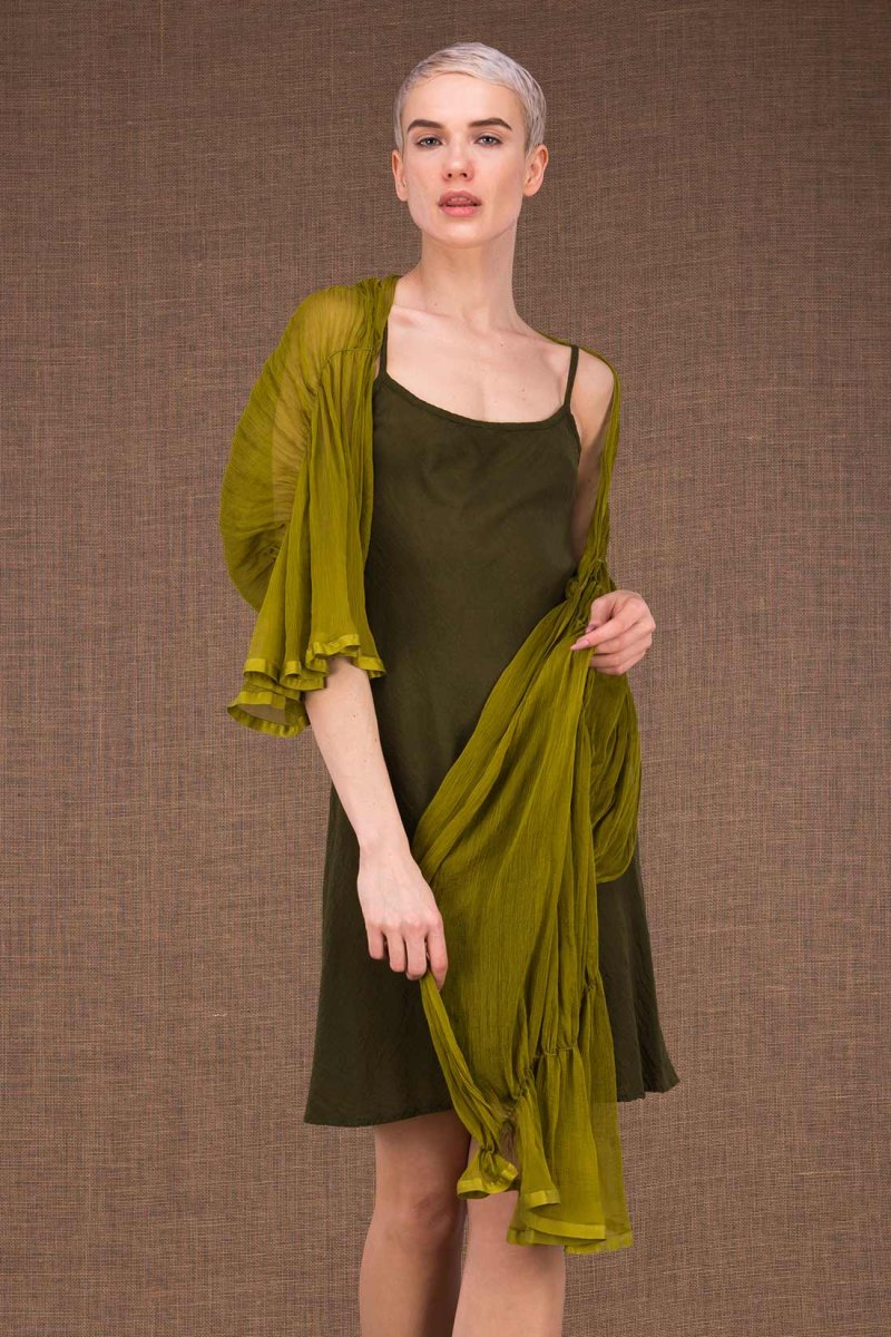 Green silk shawl CUMULUS – Image 3