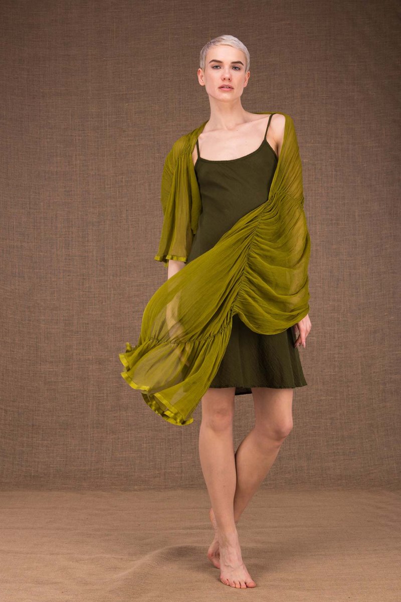 Green silk shawl CUMULUS – Image 4