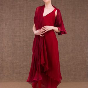 Red silk shawl CUMULUS