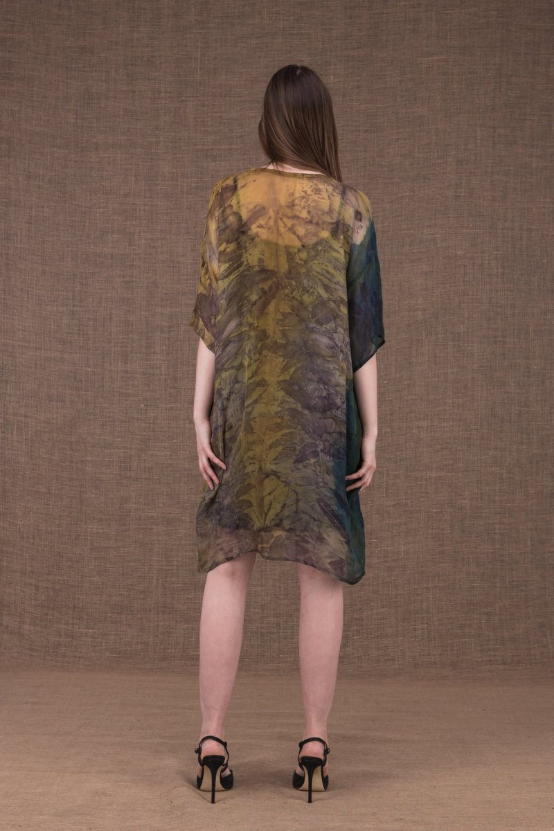 Robe tunique kaki en soie imprimée DAISY – Image 5