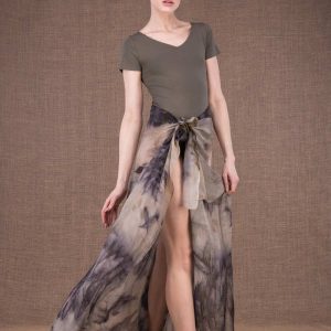 Paréo gris en mousseline de soie imprimée FLORIDA