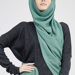 Light green large wool shawl TATRY