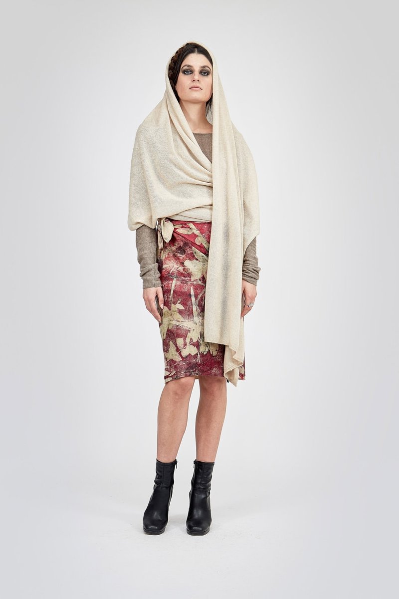Châle blanc cassé grand en cachemire COCON – Image 4
