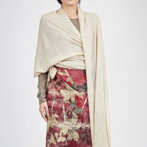 Châle blanc cassé grand en cachemire COCON