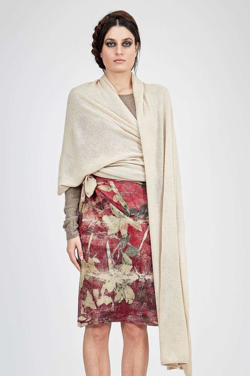 Châle blanc cassé grand en cachemire COCON