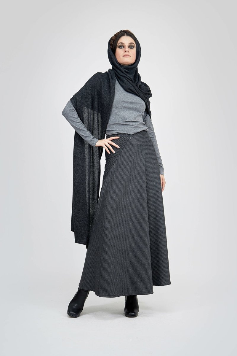 Charcoal gray cashmere shawl COCON – Image 6