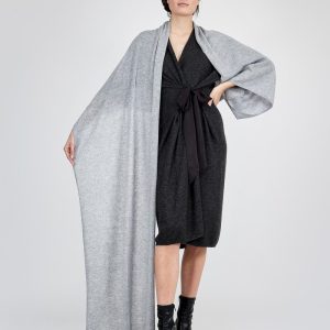 Châle gris grand en cachemire COCON