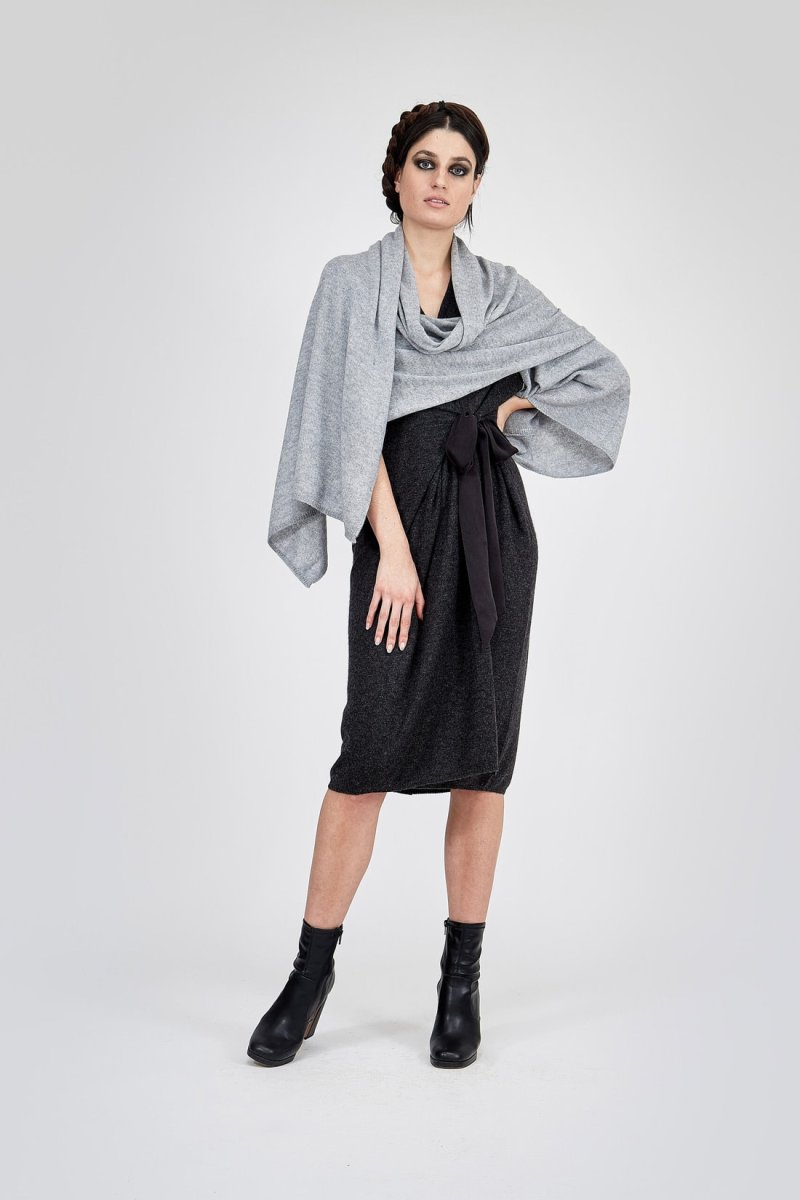 Châle gris grand en cachemire COCON – Image 4