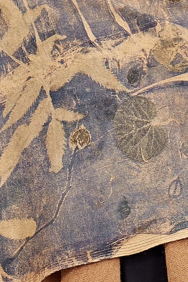 Blue large printed wool shawl GIVRE – Image 6