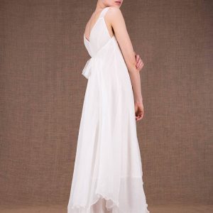 Robe blanche longue en soie JADE