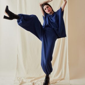 Jogging bleu en laine pour femme KOS