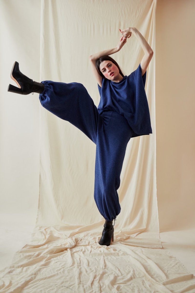 Jogging bleu en laine pour femme KOS