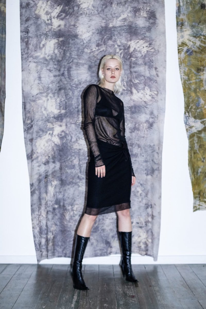 Jupe noire droite en laine ROCK – Image 3