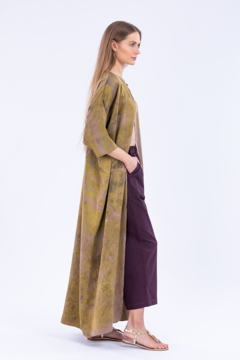 Brown printed silk satin kimono MING – Image 4