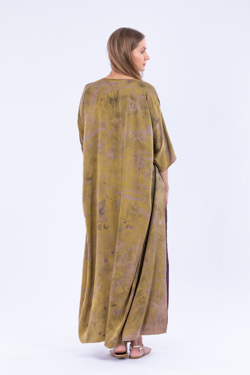 Brown printed silk satin kimono MING – Image 5