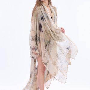 Beige printed silk kimono for women WIND