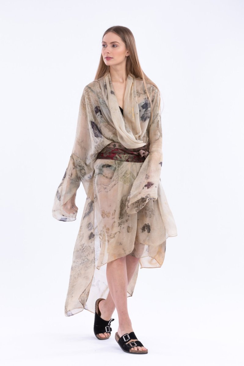 Beige printed silk kimono for women WIND – Image 6